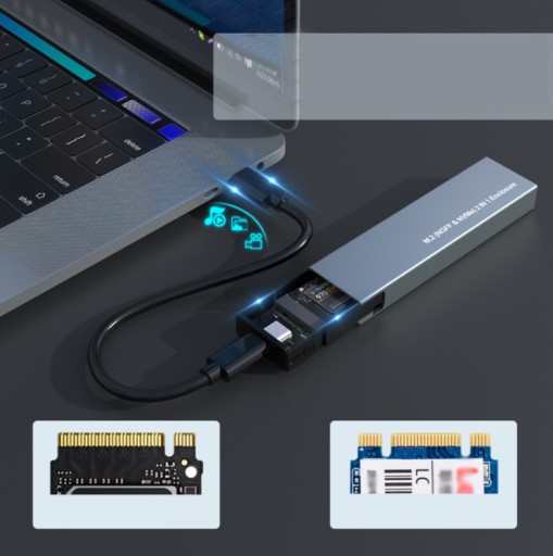 Корпус твердотельного накопителя NVME/SATA PCIe M.2 Карманный адаптер для накопителя USB-C Gen2 M2