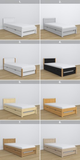 Łóżko pojedyncze z szufladą na materac N02 100x200