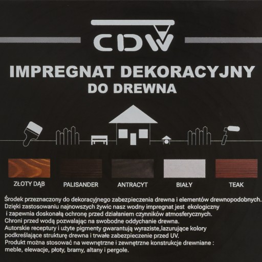 IMPREGNAT DO DREWNA ZŁOTY DĄB 5L WODOODPORNY OCHRONNY INTENSYWNY KOLOR CDW