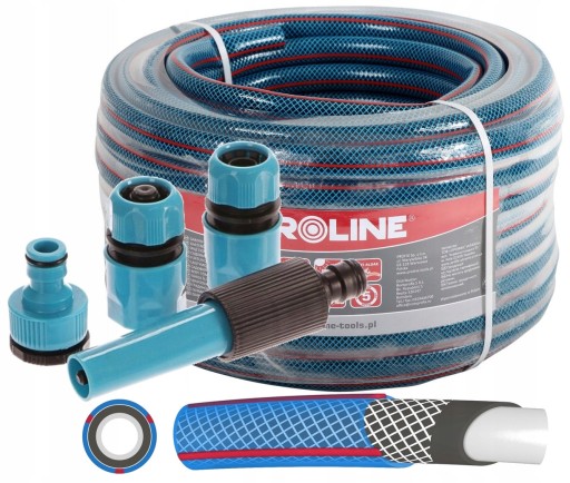PROLINE 4-слойный садовый шланг 1/2 дюйма, 20 м + наконечники, соединители, дождеватель