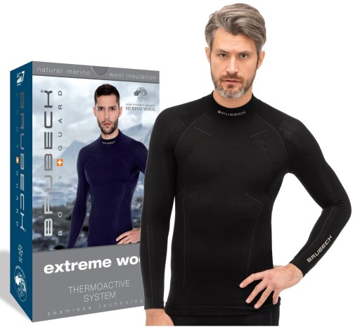 KOSZULKA termoaktywna Merynos BLUZA wełniana ZIMOWA komfortowa BRUBECK Wool