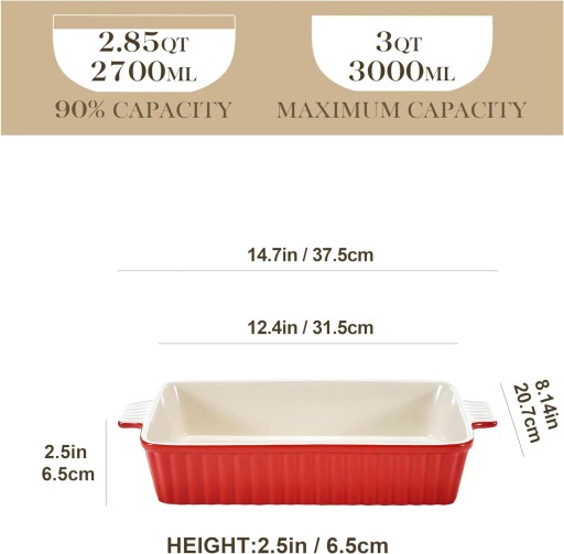 MALACASA naczynie do zapiekanek lasagne, tiramisu i wielu innych