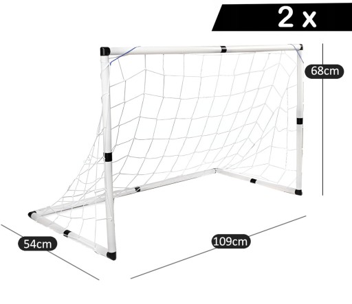 2x ФУТБОЛЬНЫЕ ВОРОТА для детей с сеткой, мячом и насосом, набор для маленького футболиста