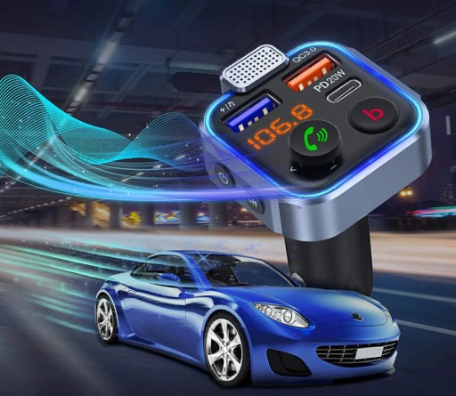 АВТОМОБИЛЬНЫЙ ПЕРЕДАТЧИК BLUETOOTH 5.0 БЫСТРОЕ ЗАРЯДНОЕ УСТРОЙСТВО PD 20 Вт 3xUSB QC 3.0