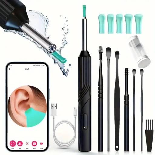 УМНАЯ ОТОСКОПНАЯ КАМЕРА ВОСК ДЛЯ ЧИСТКИ УШЕЙ WIFI HD НАБОР ДЛЯ ЧИСТКИ УШЕЙ ЧЕРНЫЙ