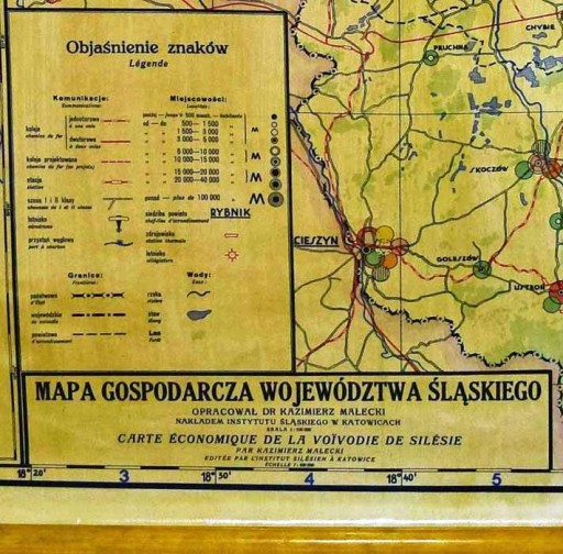 Экономическая карта воеводства Силезский 1938 г., 135х100 см.