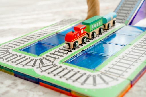 Nakładki na klocki magnetyczne tory kolejowe 36 el. Train Track Pack