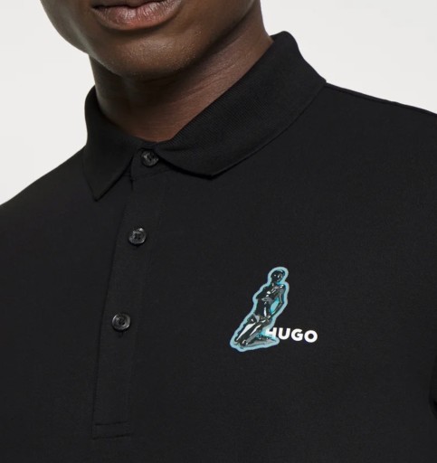 Черная рубашка-поло HUGO BOSS размера L