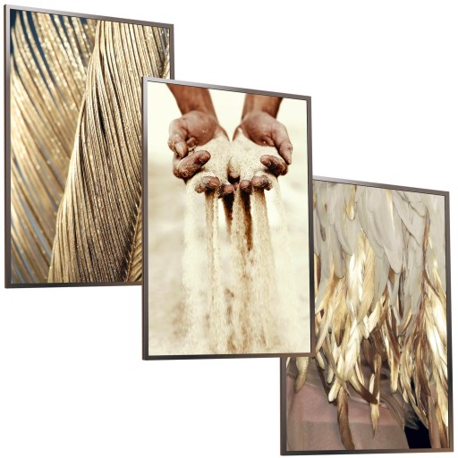 ZESTAW 50x40 RAMA PLAKAT ZŁOTE LIŚCIE PIASEK ZŁOTO