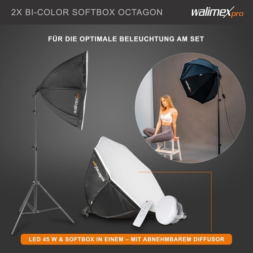 ZESTAW STUDYJNY SOFTBOX STATYWY TŁO WALIMEX PRO