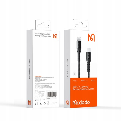 MCDODO ЗАРЯДНОЕ УСТРОЙСТВО USB-C LIGHTNING КАБЕЛЬ БЫСТРОЙ ЗАРЯДКИ ДЛЯ IPHONE 13 14 1M