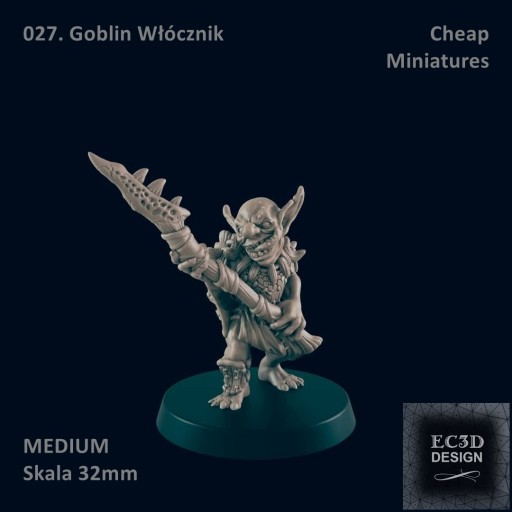 Figurka 027. Goblin Włócznik - 32 mm - D&D