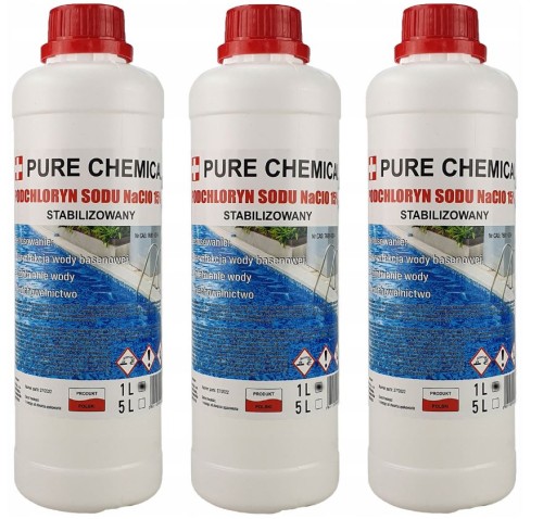 PODCHLORYN SODU 15% CHLOR W PŁYNIE DO BASENU 3L 3x1L