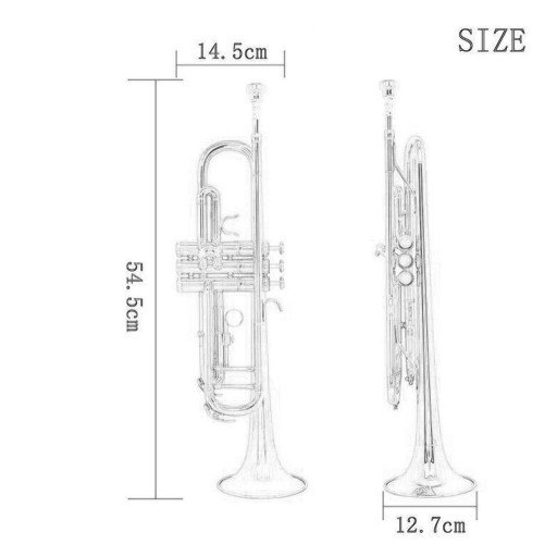 Flat Trumpet Set B Медная студенческая труба, вестерн, черный с золотом