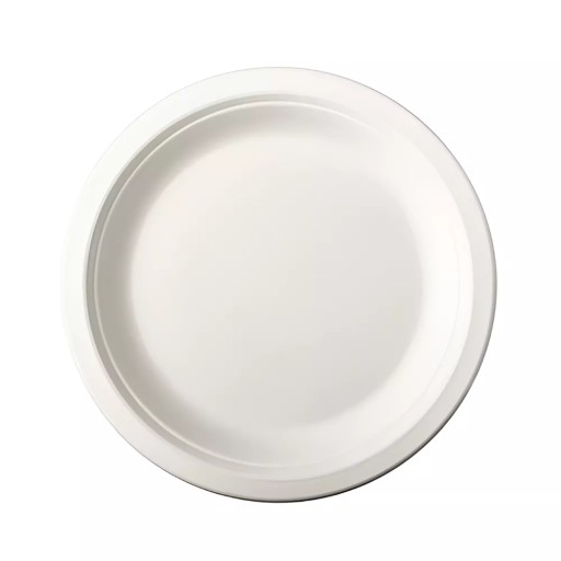 TALERZE talerzyki z trzciny cukrowej jednorazowe białe okrągłe 18cm 12szt