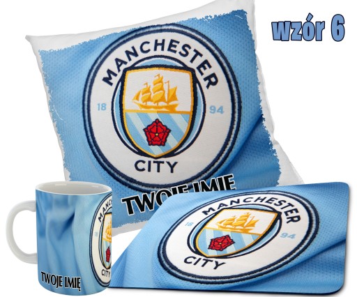 Zestaw MANCHESTER CITY KUBEK + PODUSZKA + PODKŁADKA POD MYSZ RÓŻNE WZORY