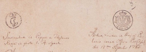 Документ города ЛЕШНО (Лисса) 1785 г.