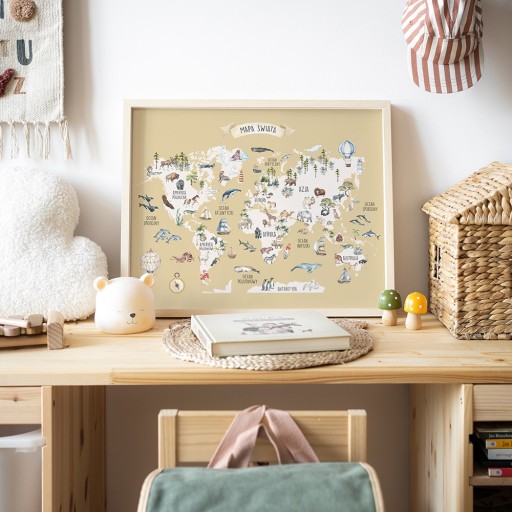 Mapa Świata 40x50 cm PLAKAT MONTESSORI RÓŻNE KOLORY