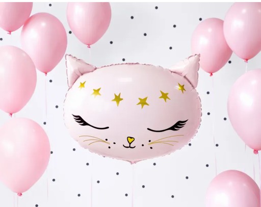 DEKORACJA TOPPER RÓŻOWY ZŁOTY NA TORT HAPPY BIRTHDAY KOTEK 19,5X15CM 1szt