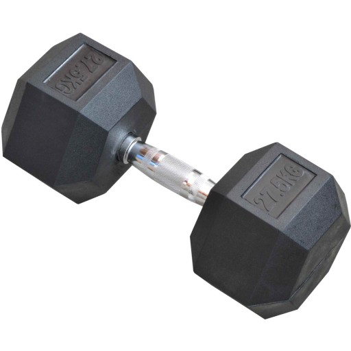 PLATINUM FITNESS ГАНТЕЛИ С РЕЗИНОВЫМ ПОКРЫТИЕМ, ШЕСТИГРАННЫЙ ЧУГУН, 27,5 КГ