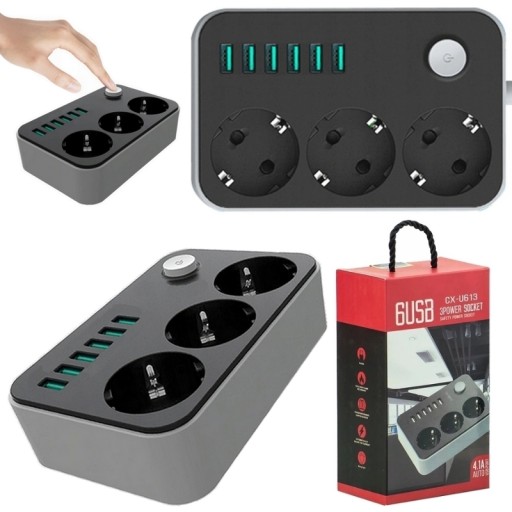 УДЛИНИТЕЛЬ ПИТАНИЯ 3 РОЗЕТКИ + 6 USB