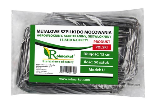 METALOWE SZPILKI do agrowłoknina agrotkanina włókniny U kotwy 15cm 50szt