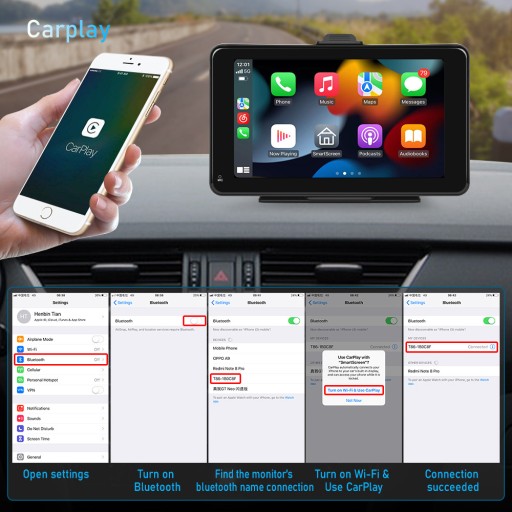 БЕСПРОВОДНОЙ АВТОМАТИЧЕСКИЙ МОНИТОР CARPLAY ДЛЯ Android ВКЛ.