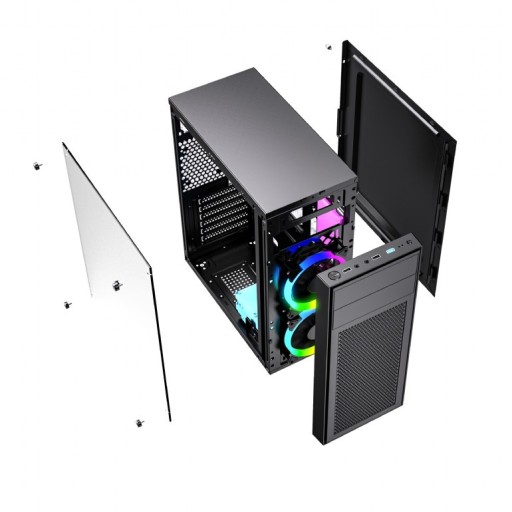 Корпус для игрового компьютера Fornax M100RGB RGB ATX со светодиодной подсветкой