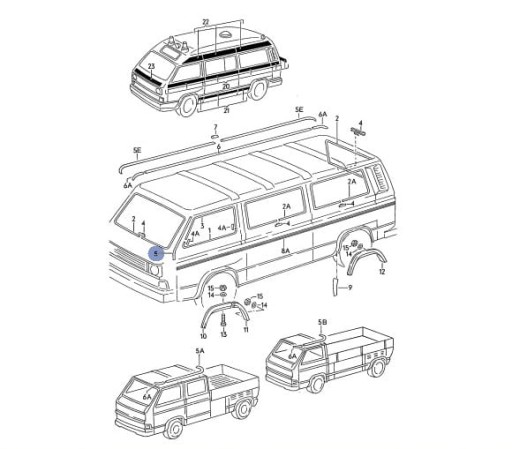 ДЕКОРАТИВНАЯ ПОЛОСКА ДЛЯ СТОЙКИ А ПРАВА, VW T3
