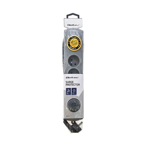 Qoltec Полоса защиты от перенапряжения, 4 розетки, 1,5 м