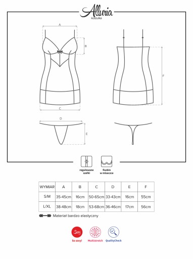 Нижнее белье - сорочка и стринги Alluria S/M