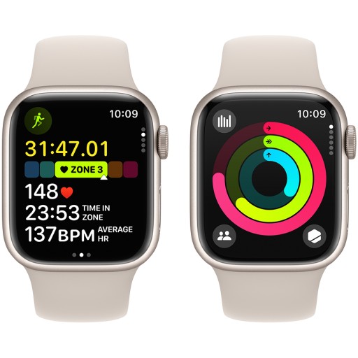 Apple Watch Series 9 GPS 41 мм в алюминиевом корпусе Starlight со Starlight Sport