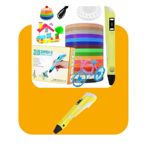 DŁUGOPIS 3D DLA DZIECI DRUKARKA 3D PEN MAGICZNY ŻÓŁTY + WKŁADY 9M
