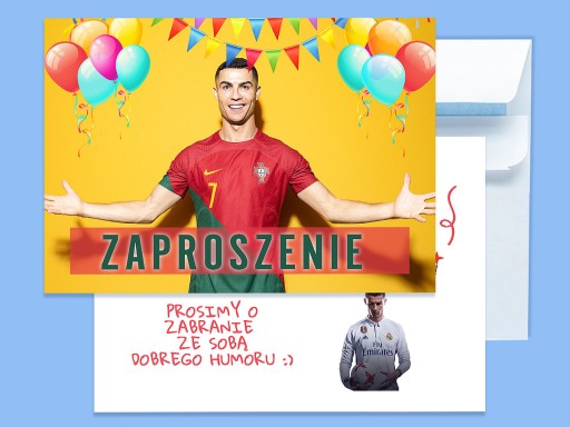 ZAPROSZENIA DLA DZIECI CRISTIANO RONALDO NA URODZINY DZIECKA + KOPERTY