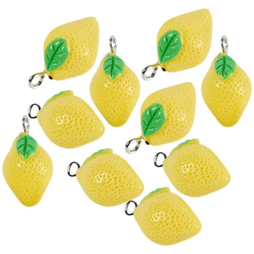 CYTRYNOWE ŻÓŁTE KOLCZYKI CHARMS 10 SZT