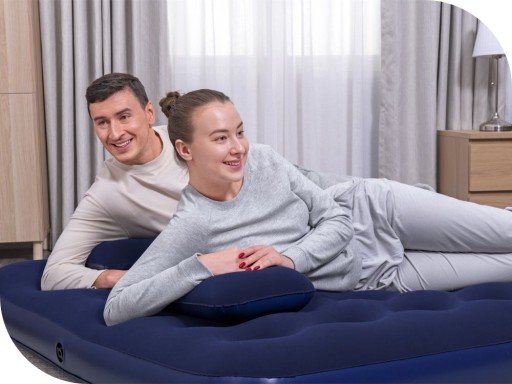 Двуспальный велюровый надувной матрас Bestway с насосом и подушками МОДЕЛЬ 2024 г.