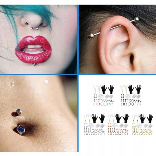 profesjonalny zestaw do piercingu 42-częściowy