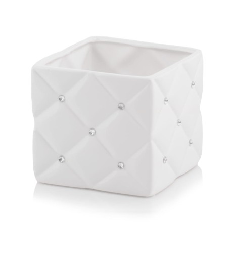 Керамический цветочный горшок Glamour 14x13см, белый