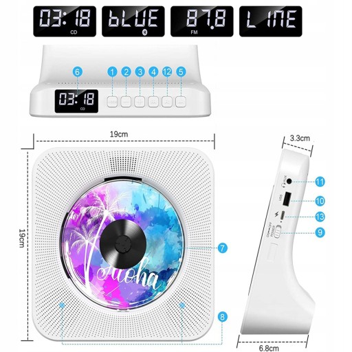 МУЗЫКАЛЬНЫЙ CD-ПЛЕЕР BLUETOOTH С УДАЛЕННЫМ FM-ДИСКОМ