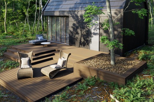 Террасная доска Bergdeck B150 ДПК, не требующая ухода, черная брашированная