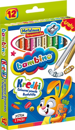 ТОЛСТЫЕ ДЕРЕВЯННЫЕ КАРАНДАШИ BAMBINO, 12 ЦВЕТОВ