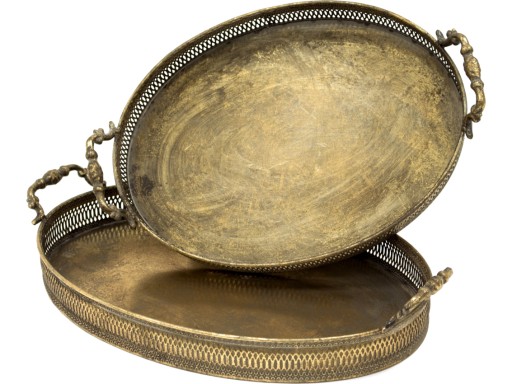 KOLEKCJA ANTYK Komplet 2 Tace metalowe 40cm i 46cm