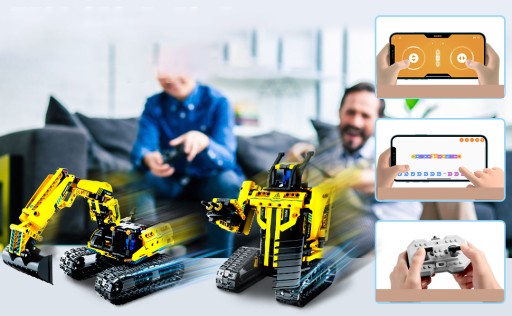 РОБОТ БОЛЬШОЙ НАБОР 3в1 ЭКСКАВАТОР БУЛЬДОЗЕР СТРОИТЕЛЬНЫЕ ИГРУШКИ DIY