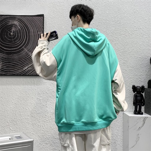 Jackets Men Patchwork Handsome Casual Baggy Hooded
