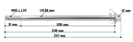ОСЬ ПОДВЕСКИ ДВИГАТЕЛЯ Шпилька M10 x 236 / 247 мм 4T СКУТЕР