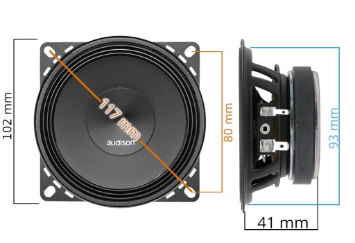GŁOŚNIKI SAMOCHODOWE AUDISON AP 4 100mm 10cm WOOFERY 120W PRZÓD PODSZYBIE