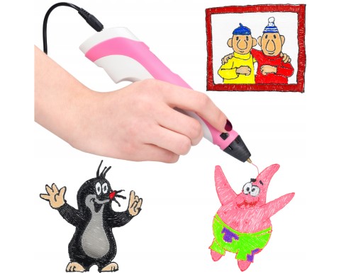 DŁUGOPIS 3D DZIECI DRUKARKA 3D PEN MAGICZNY RÓŻOWY + WKŁADY 210M ZESTAW XL
