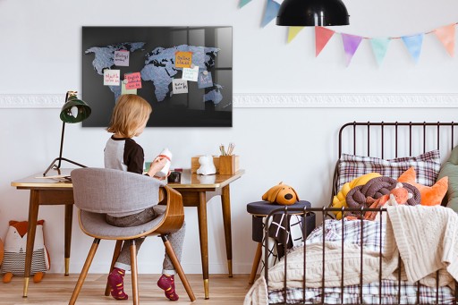 Tablica magnetyczna suchościeralna + magnesy Wymiar 90x60 cm Mapa świata 3D