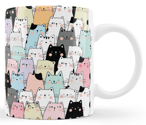 Набор кружек с котиками. 4 чашки с кошками. Кошачья кружка.