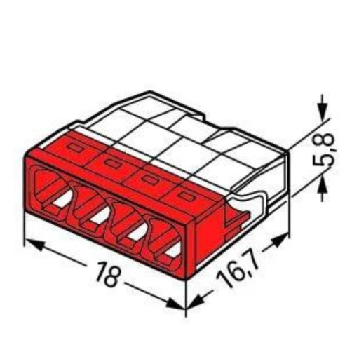 WAGO 2273-204 БЫСТРОРАЗЪЕМНЫЙ СОЕДИНИТЕЛЬ PUSH WIRE 4x0,5-2,5 мм2 25 ШТ.
